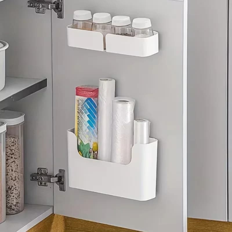 Väggmonterad förvaringslåda för skåpslucka, för plastfolie, påsar och badrumsartiklar