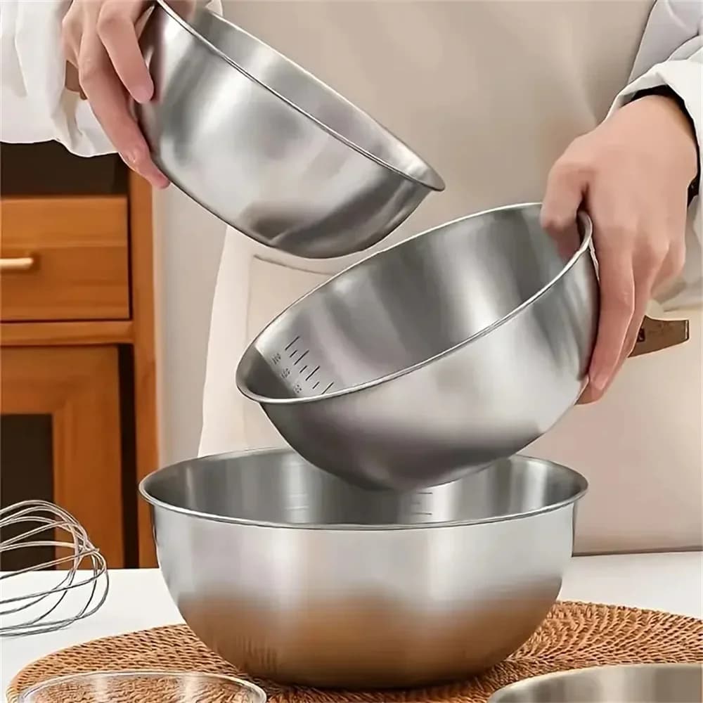 1–3-pack rostfria bunkar med måttskala för matlagning, bakning och förvaring