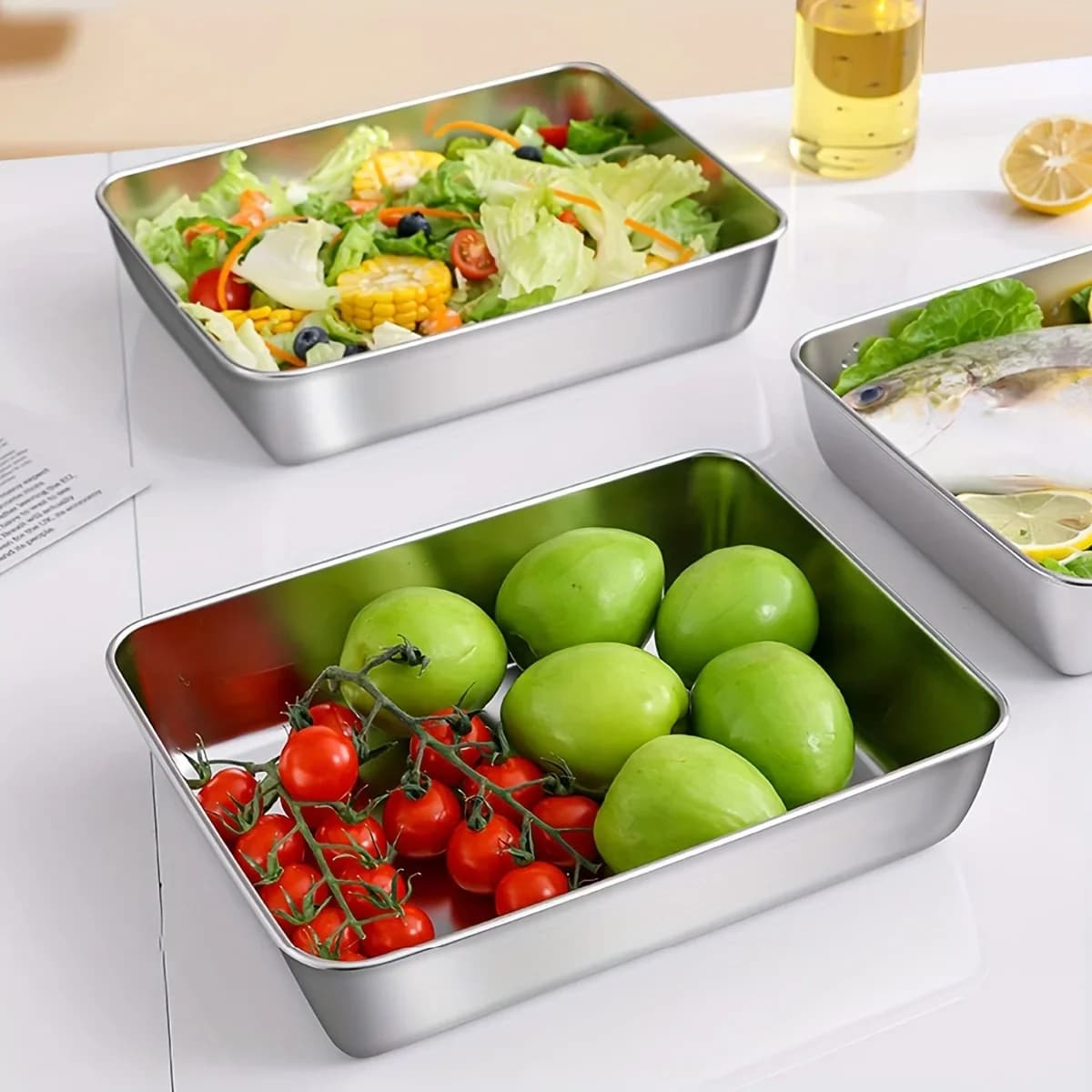 3-pack matlådor i rostfritt stål – lufttäta och BPA-fria förvaringsburkar för kök och skafferi