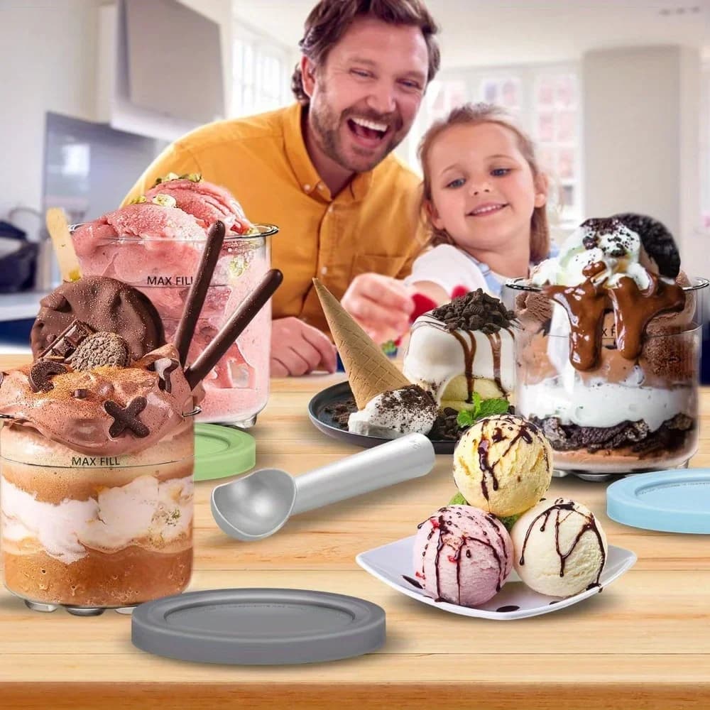 Creami-bägare och lock för Ninja – 4-pack glassbehållare, kompatibla med smoothieburk