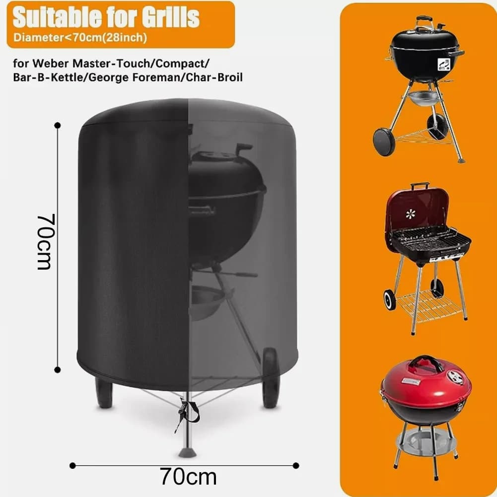 Raweao klotgrillöverdrag vattentätt grillskydd oxfordtyg för rund grill 57 cm