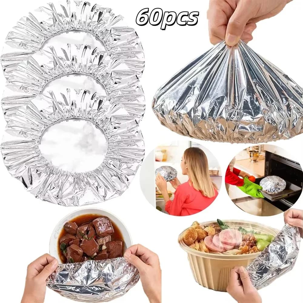 Återanvändbara skålöverdrag i aluminiumfolie, 10–60 st