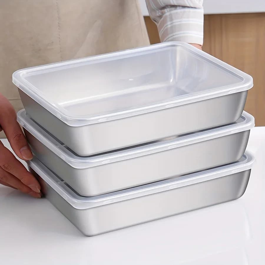 3-pack matlådor i rostfritt stål – lufttäta och BPA-fria förvaringsburkar för kök och skafferi