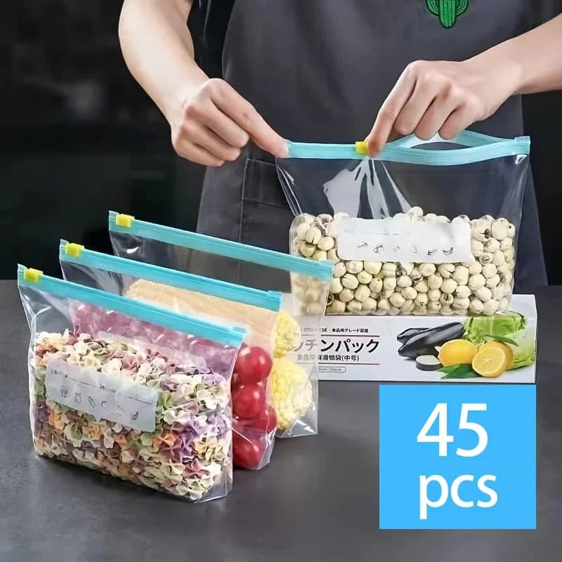 10–90 st återförslutningsbara fryspåsar med zip-lås – läckagesäkra matpåsar för frukt, grönsaker och kött