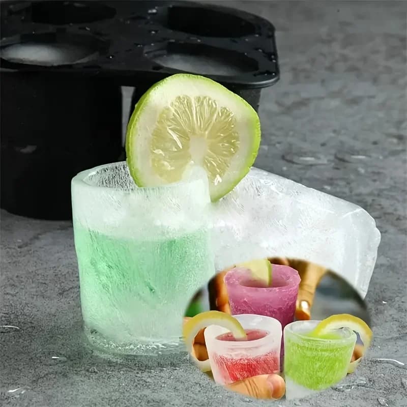 Isform i silikon med 4 runda fack – för whisky och drinkar