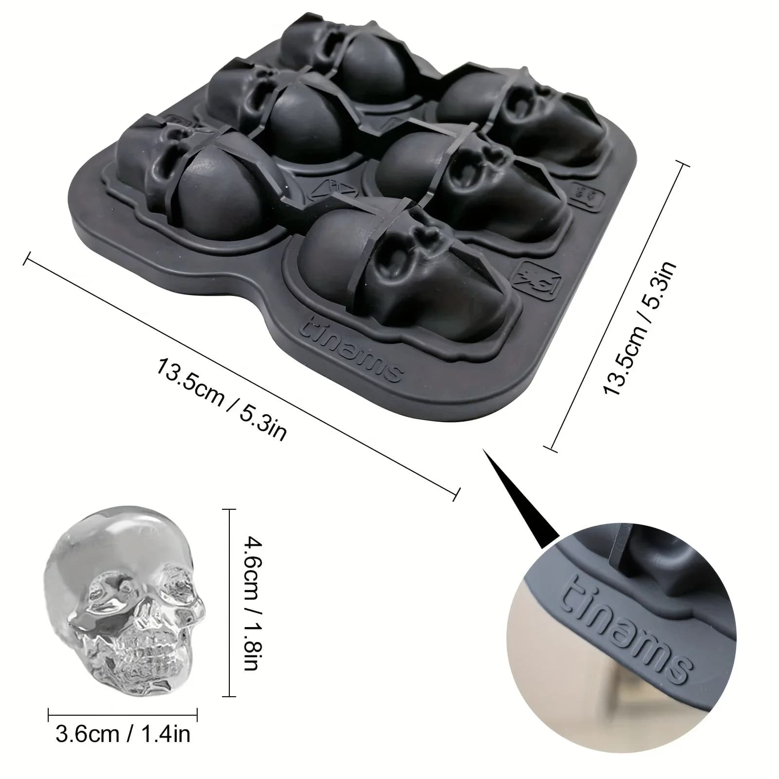 3D Isform Dödskalle i silikon, BPA-fri isbricka