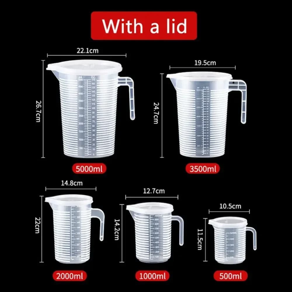 Måttbägare i Plast med Gradering, 100–5000 ml