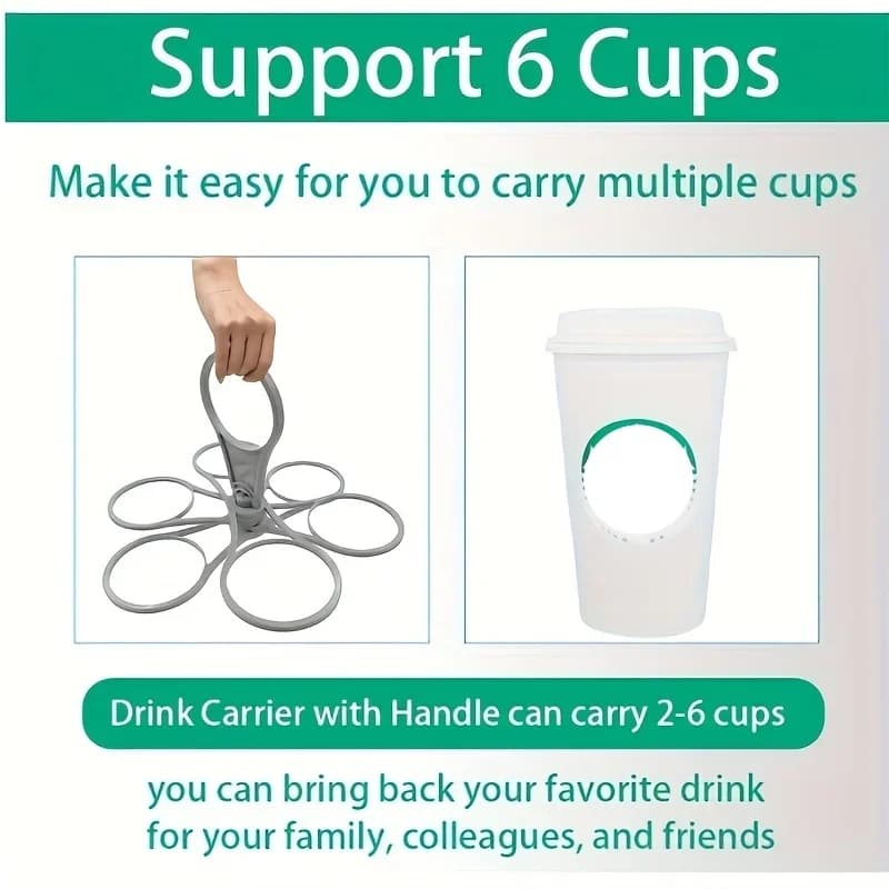Hopfällbar Mugghållare med Handtag, 6 Fack, 1–2-pack