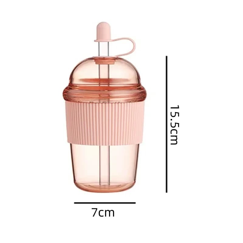 Bärbar plastmugg med sugrör 430 ml