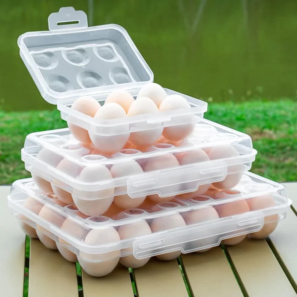Äggbox i plast med lock för kylskåp och utflykt