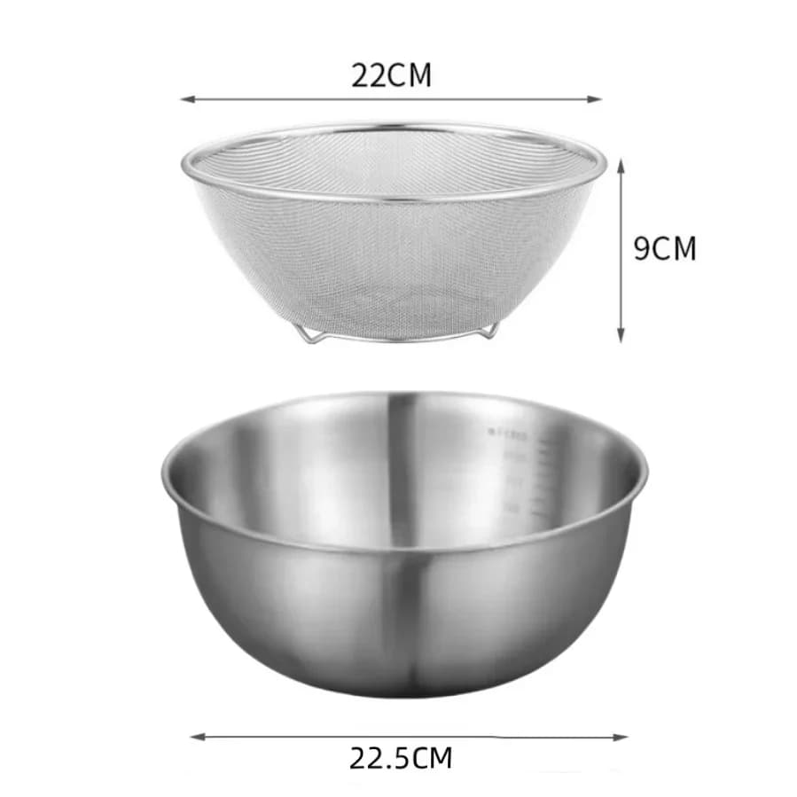 1–3-pack rostfria bunkar med måttskala för matlagning, bakning och förvaring