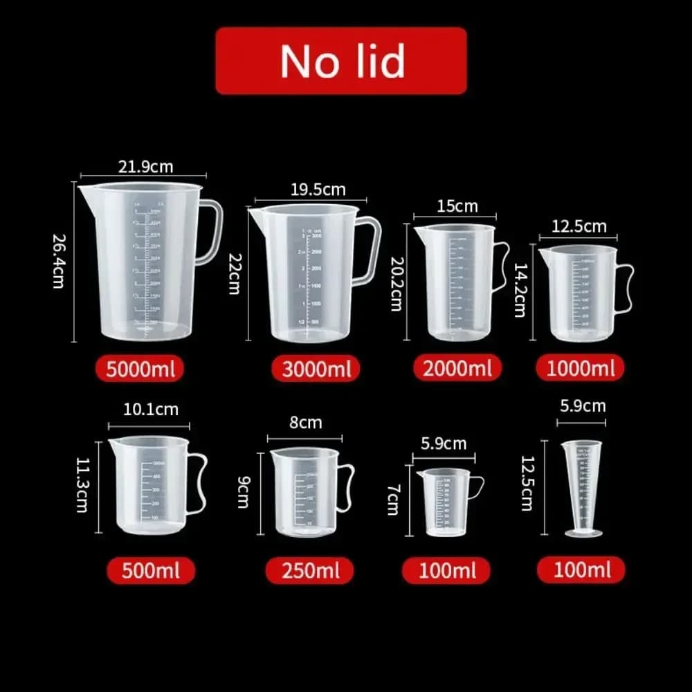 Måttbägare i Plast med Gradering, 100–5000 ml