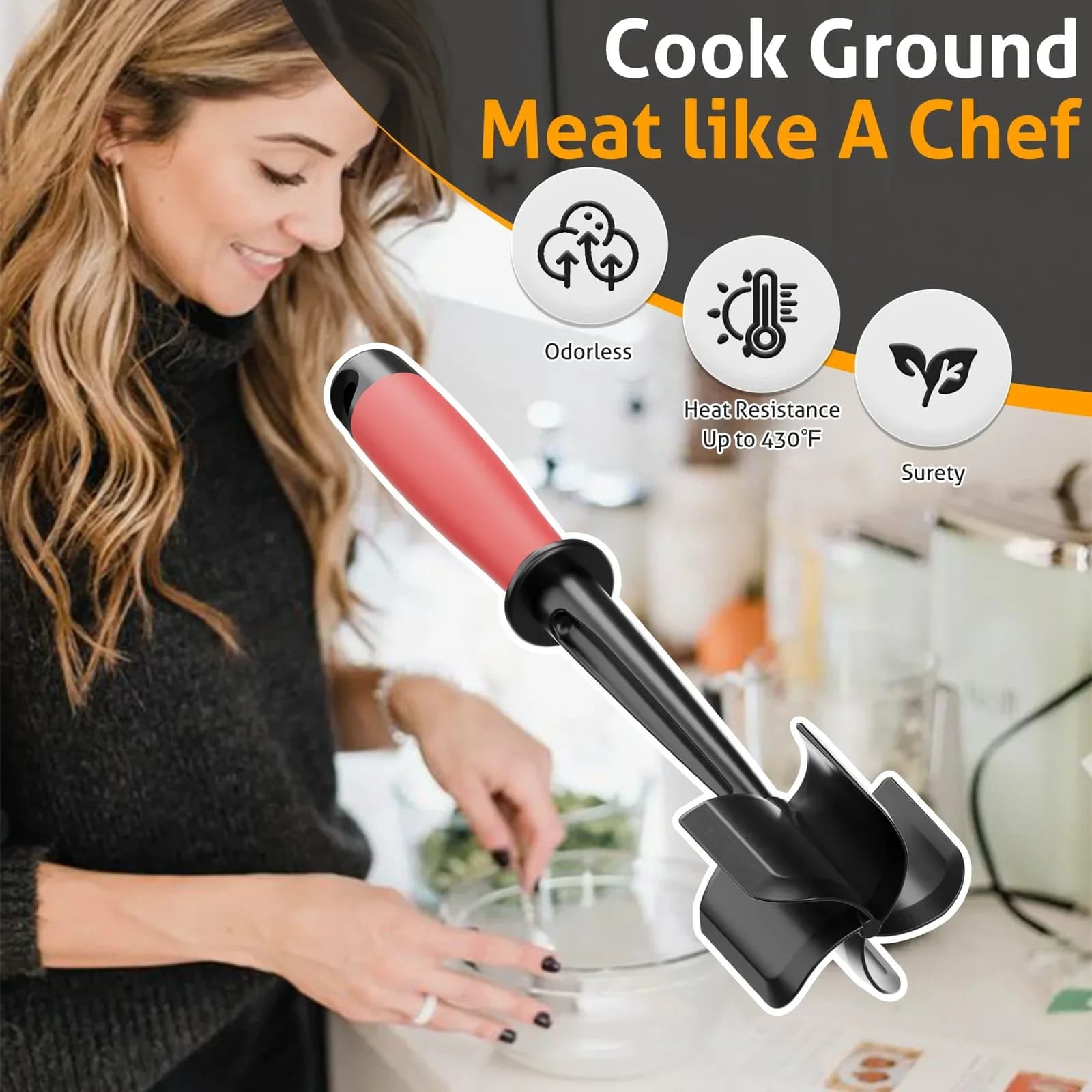 Köttfärshackare & potatisstöt | 5 blad, non-stick och värmetåligt handtag