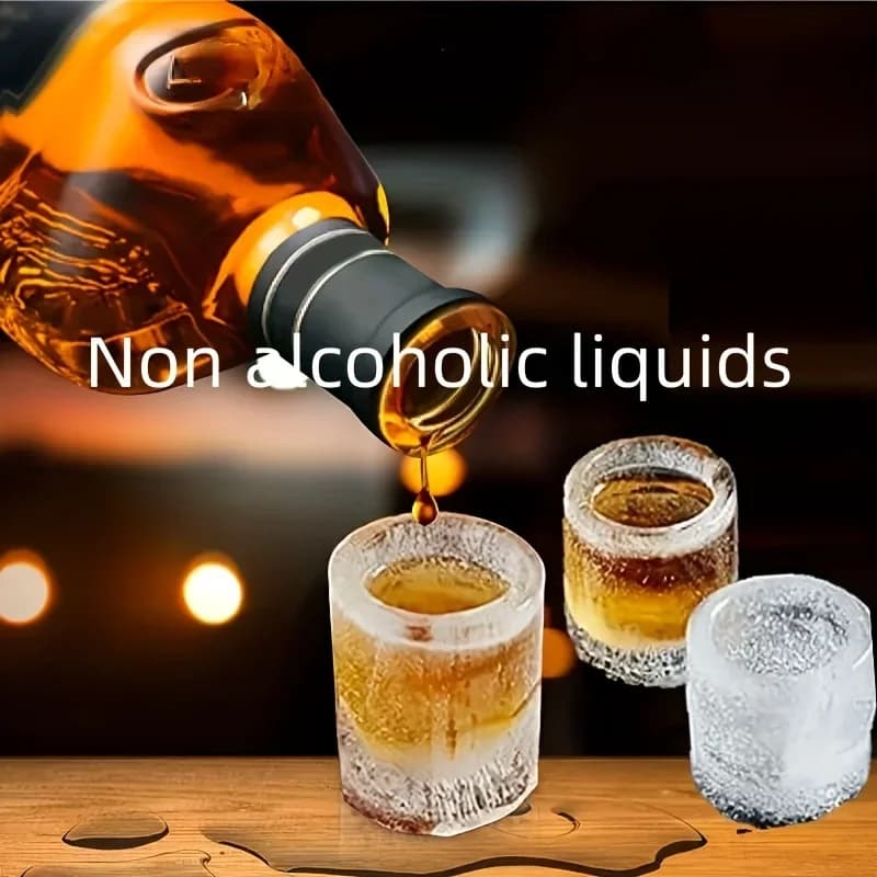 Isform i silikon med 4 runda fack – för whisky och drinkar
