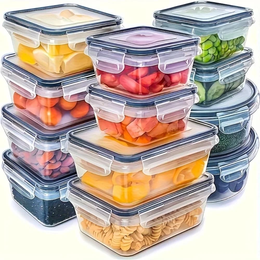 8-pack BPA-fria lufttäta matlådor med snäpplock – mikrovågs- och fryssäkra förvaringslådor i PP-plast