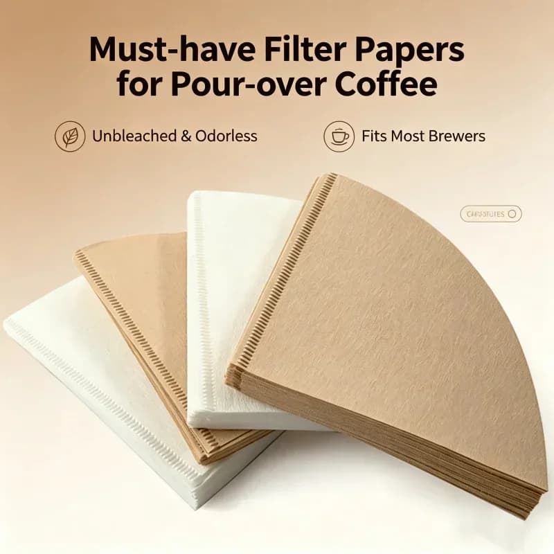 40/100-pack V60 Kaffefilter – Oblekta koniska filter för pour-over