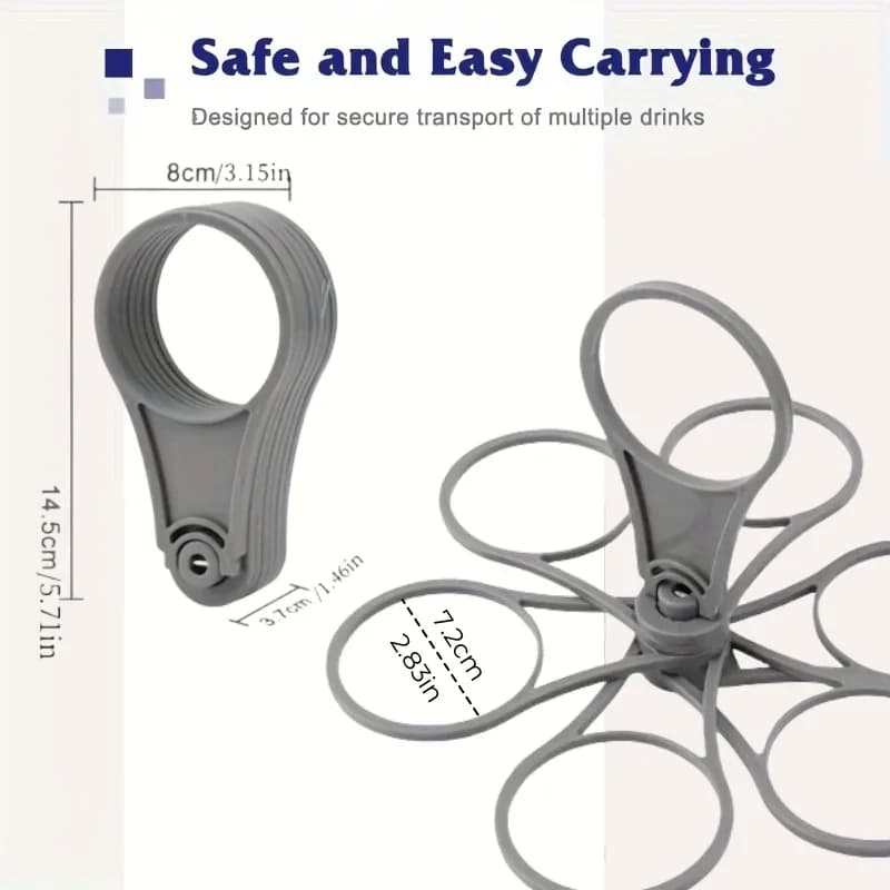 Hopfällbar Mugghållare med Handtag, 6 Fack, 1–2-pack