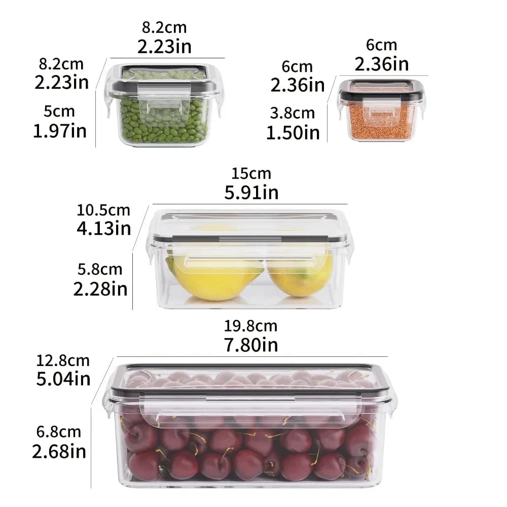 8-pack BPA-fria lufttäta matlådor med snäpplock – mikrovågs- och fryssäkra förvaringslådor i PP-plast
