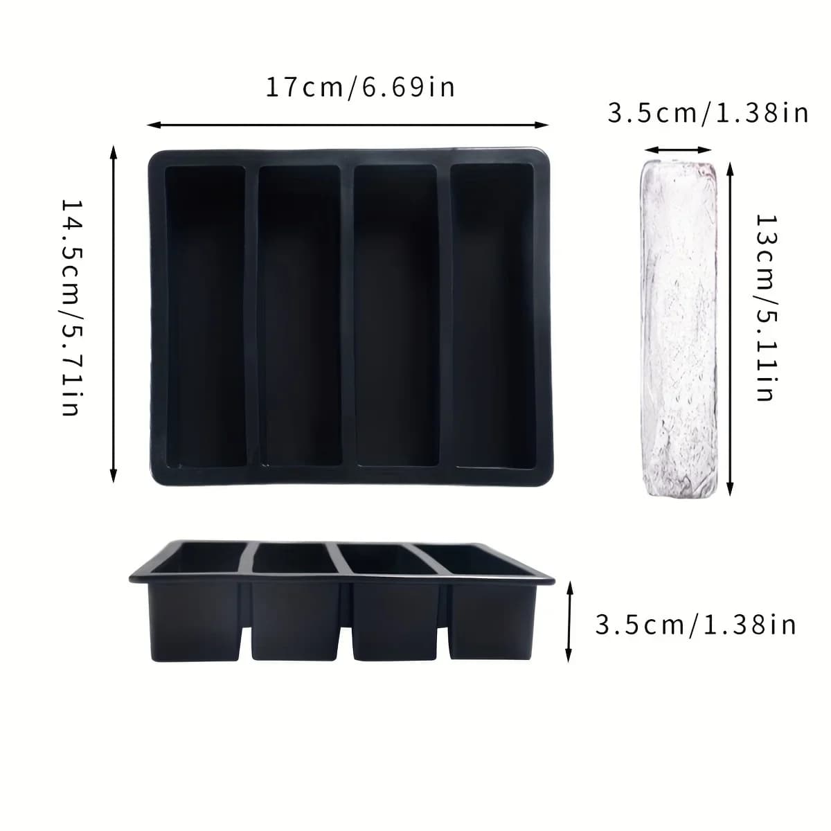 1/4-pack rektangulär iskubsform med lock för flaskor
