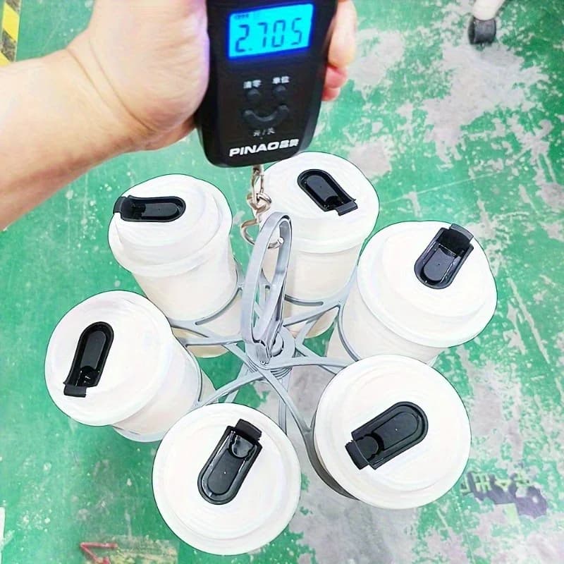 Hopfällbar Mugghållare med Handtag, 6 Fack, 1–2-pack