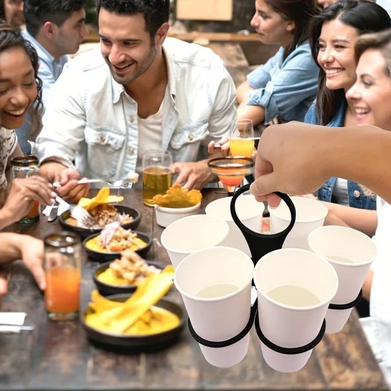 Hopfällbar Mugghållare med Handtag, 6 Fack, 1–2-pack