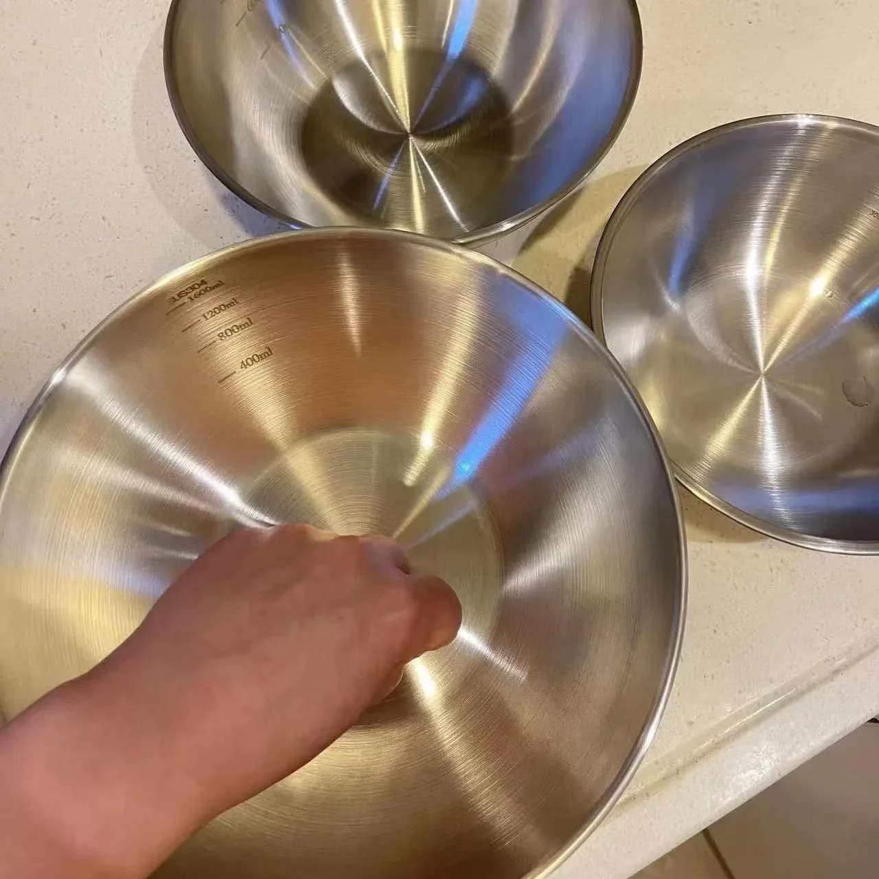 1–3-pack rostfria bunkar med måttskala för matlagning, bakning och förvaring