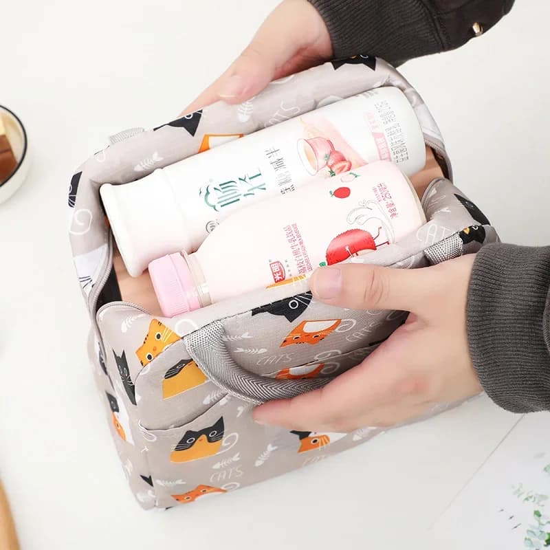 Färgglad isolerad lunchväska med aluminiumfolie, rymlig kylväska för matlåda