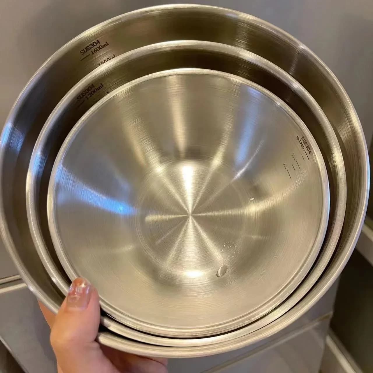 1–3-pack rostfria bunkar med måttskala för matlagning, bakning och förvaring