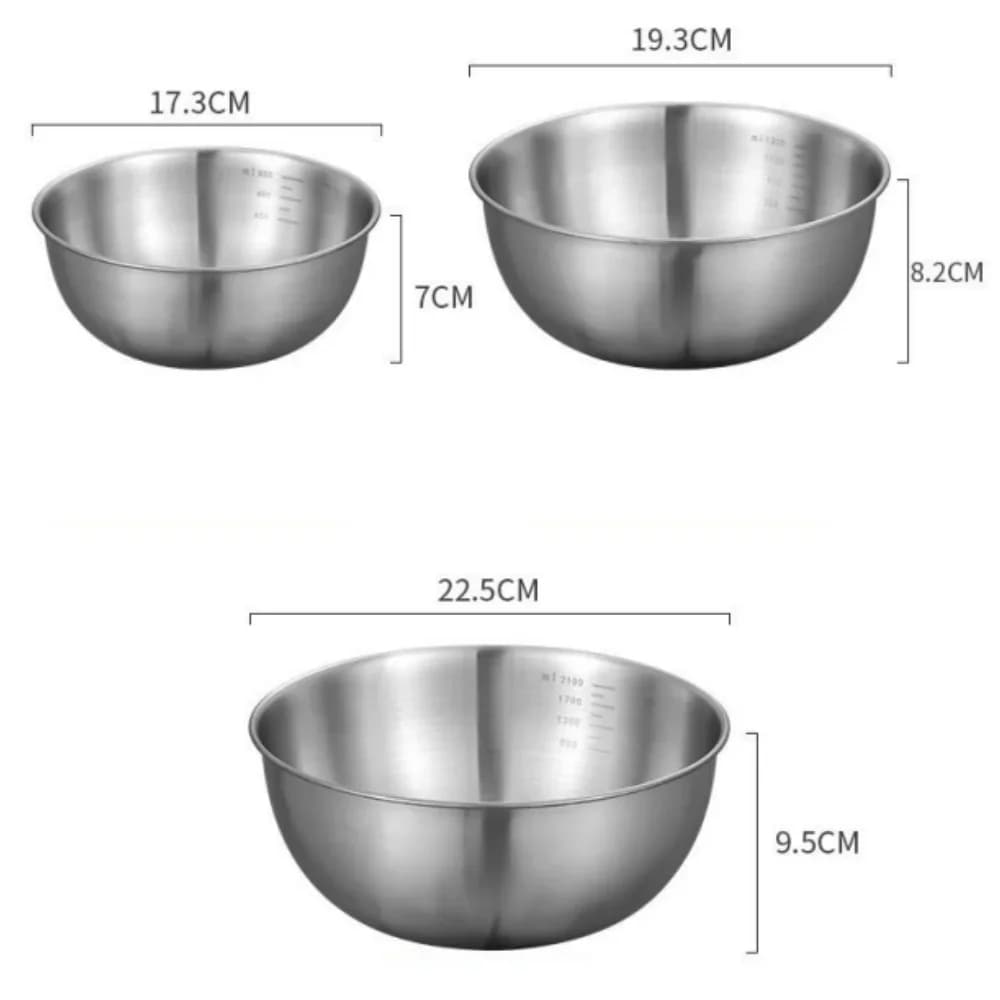 1–3-pack rostfria bunkar med måttskala för matlagning, bakning och förvaring