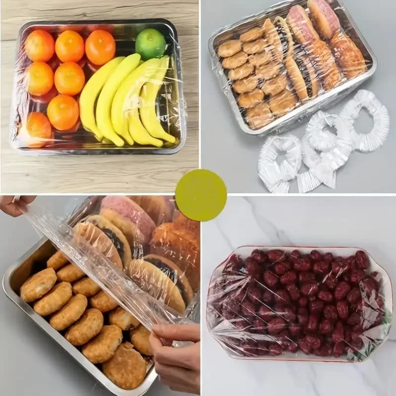 50-pack återanvändbara elastiska mathuvar i plast