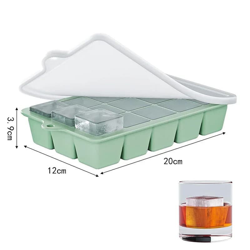 2-pack isformar i silikon med lock | 15 rutor för drinkar och kaffe