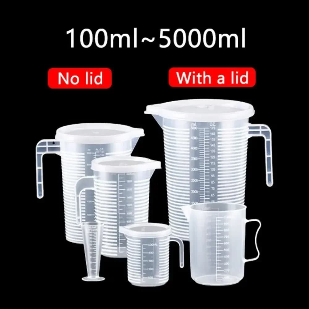 Måttbägare i Plast med Gradering, 100–5000 ml