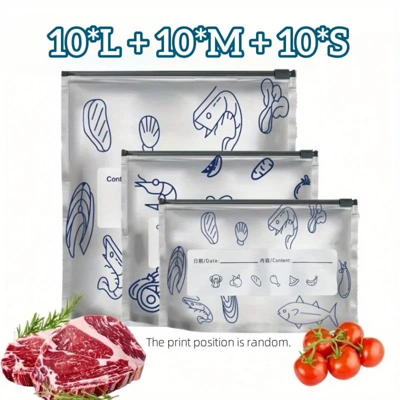 Återanvändbara fryspåsar i aluminiumfolie, 10/60 st – lukttäta matpåsar