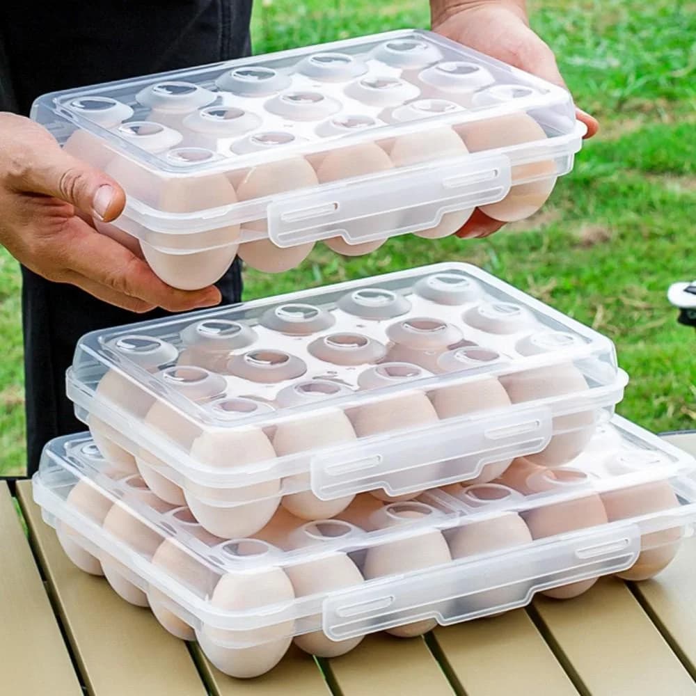 Äggbox i plast med lock för kylskåp och utflykt
