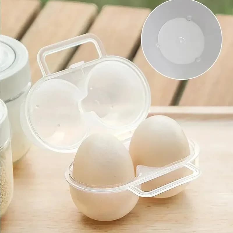 Portabel äggbox för 2 ägg – Stöttålig ägghållare i plast för utflykt