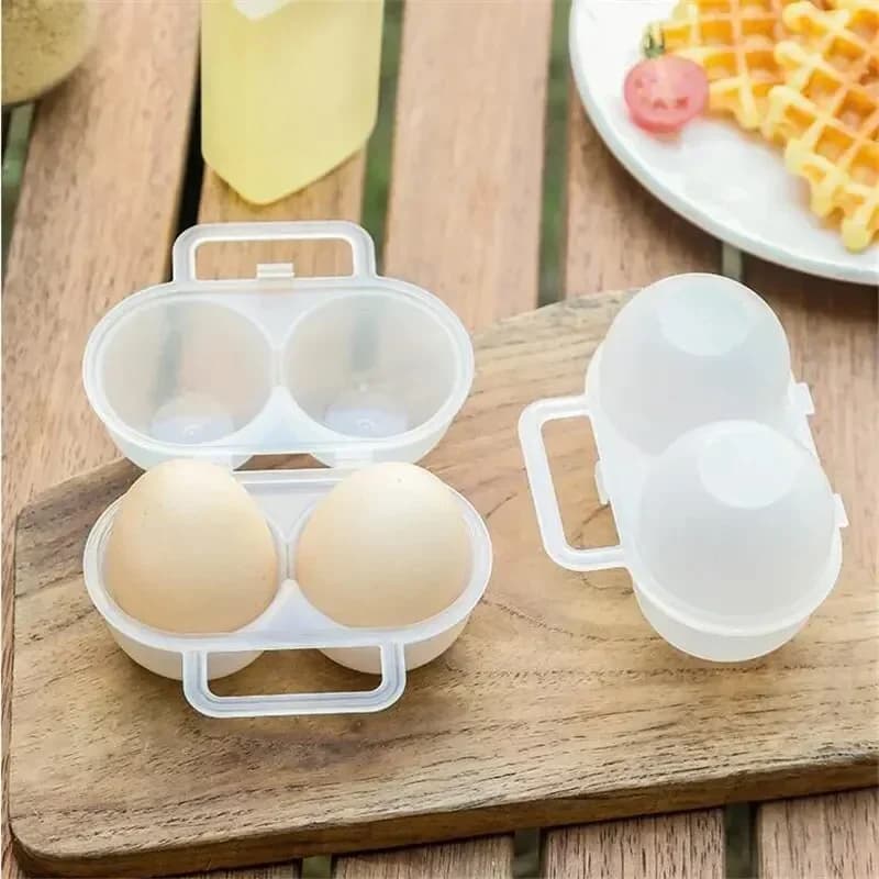 Portabel äggbox för 2 ägg – Stöttålig ägghållare i plast för utflykt
