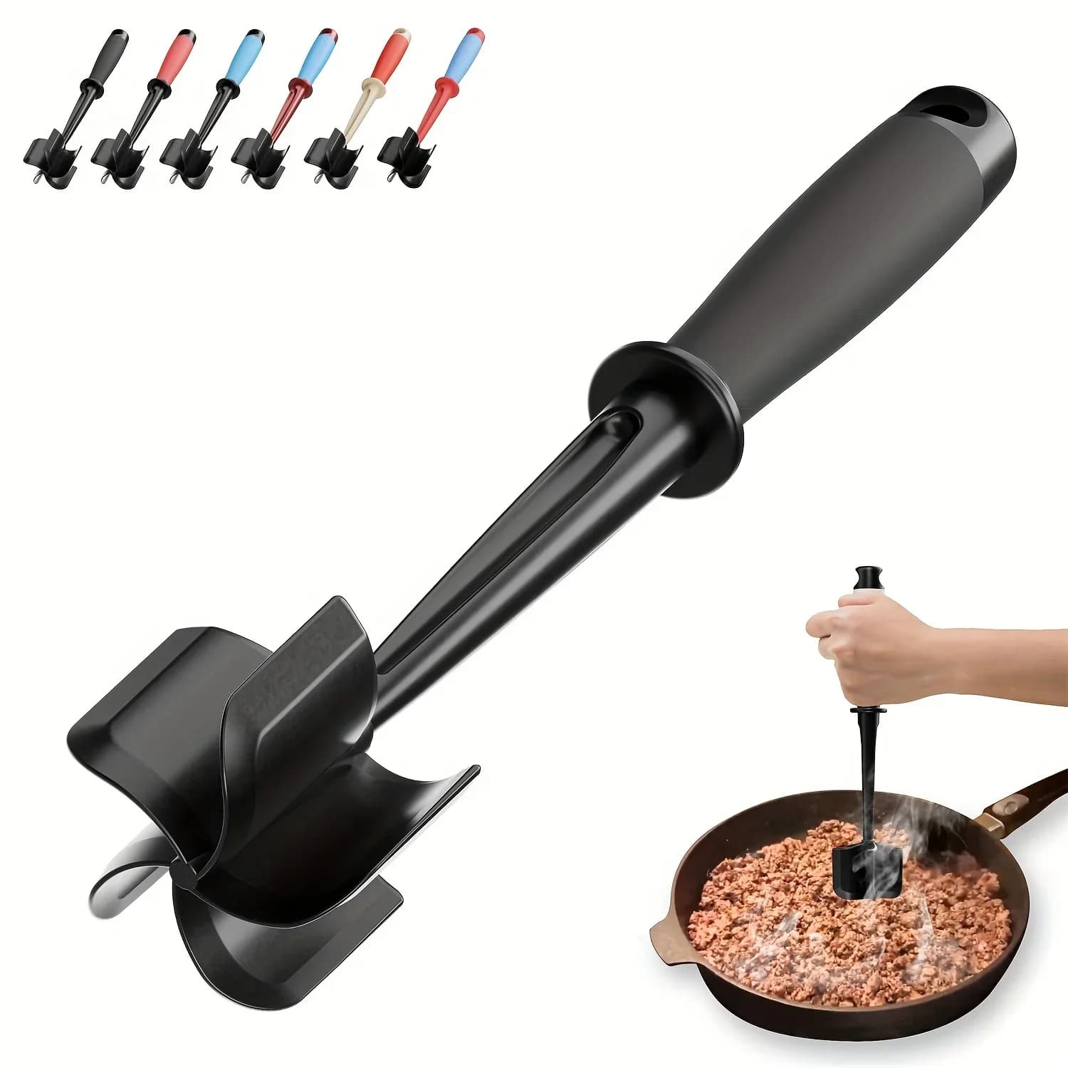 Köttfärshackare & potatisstöt | 5 blad, non-stick och värmetåligt handtag