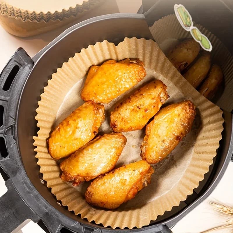 Engångsbakplåtspapper för airfryer – fett- och vattentätt bakpapper (runt, fyrkantigt och rektangulärt)