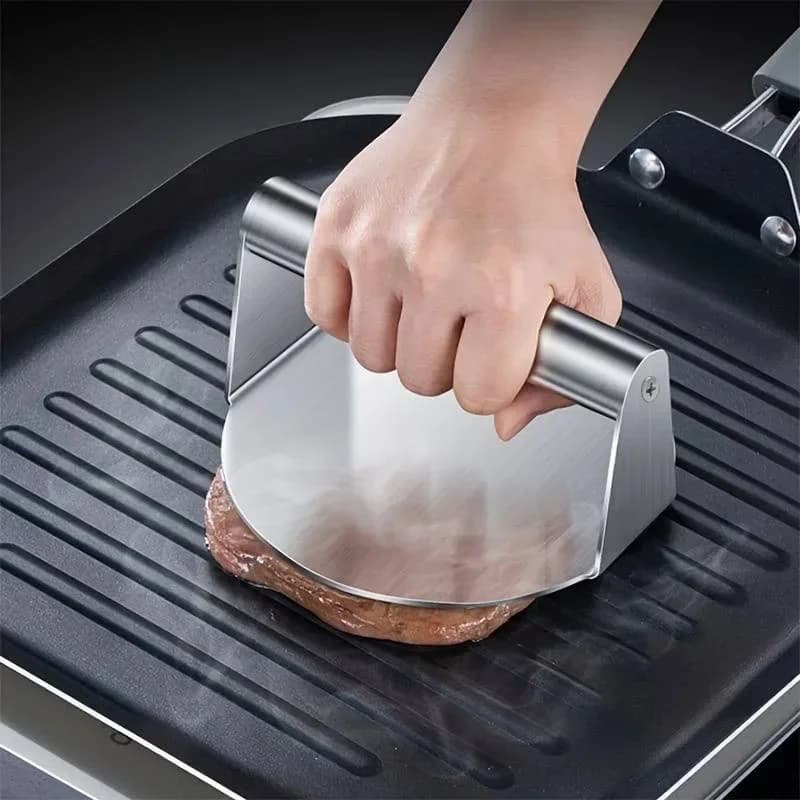 Smash burger-press i rostfritt stål, non-stick hamburgarpress för grill och stekpanna