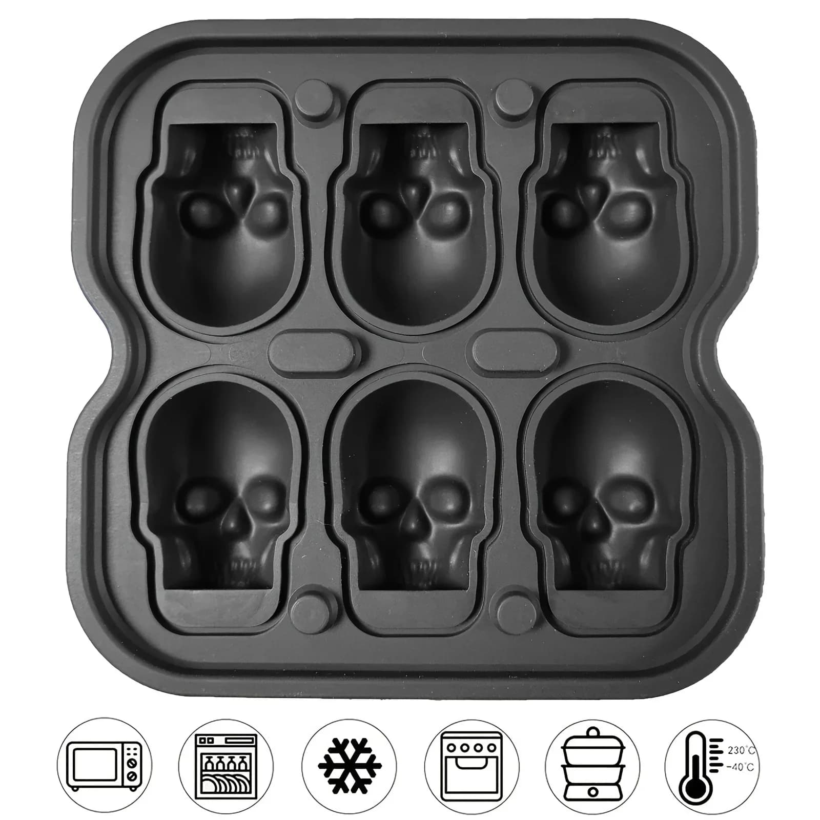 3D Isform Dödskalle i silikon, BPA-fri isbricka