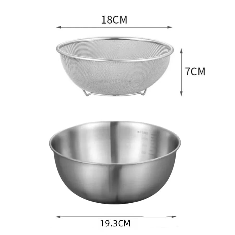 1–3-pack rostfria bunkar med måttskala för matlagning, bakning och förvaring