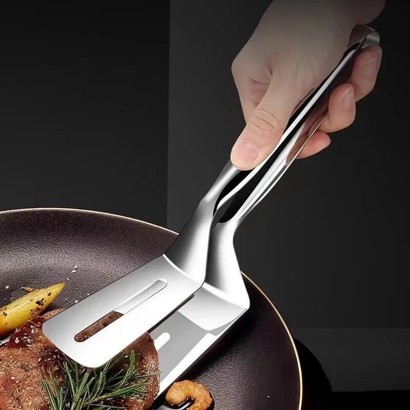 1/2/4-pack Stekspade och tång i rostfritt stål – Kökstång för kött och fisk