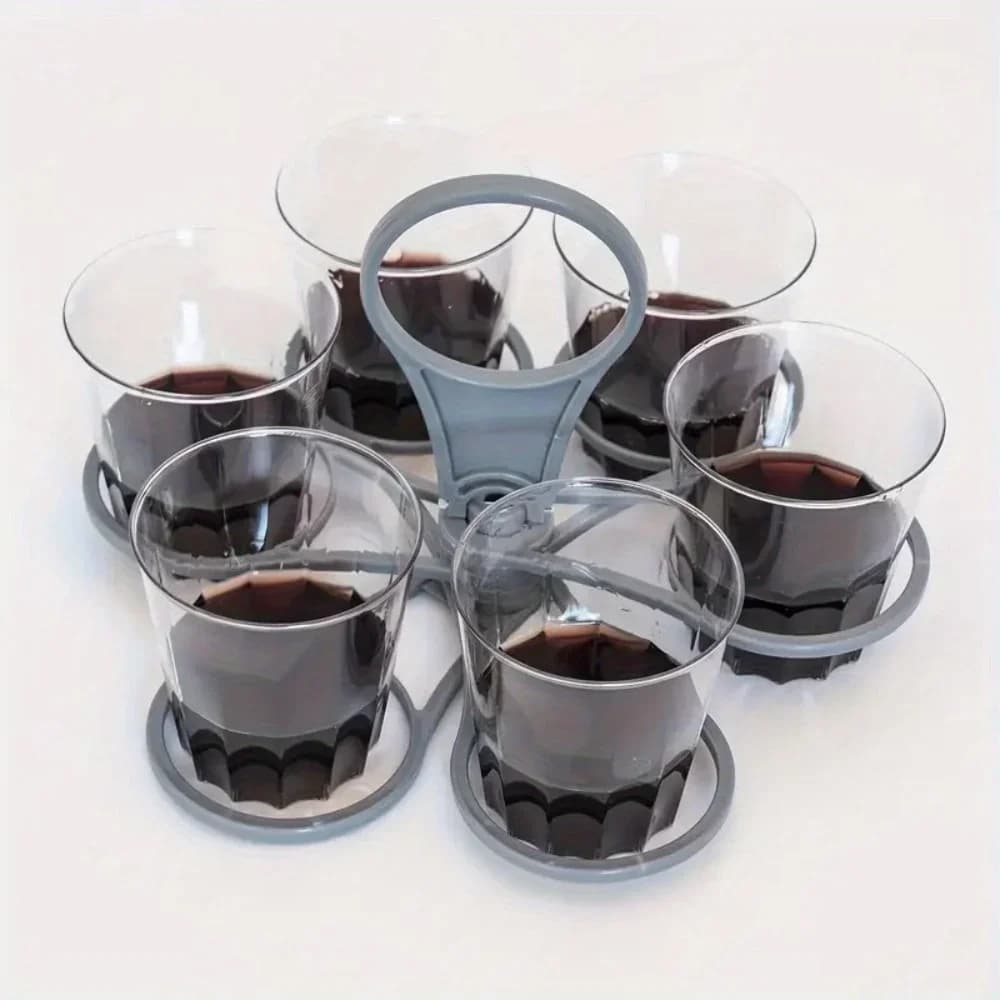 Hopfällbar Mugghållare med Handtag, 6 Fack, 1–2-pack