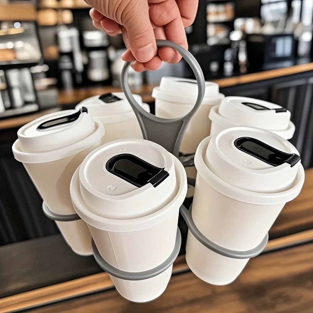 Hopfällbar Mugghållare med Handtag, 6 Fack, 1–2-pack