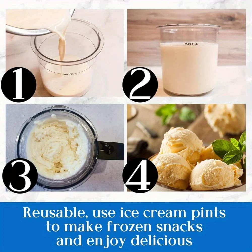 Creami-bägare och lock för Ninja – 4-pack glassbehållare, kompatibla med smoothieburk
