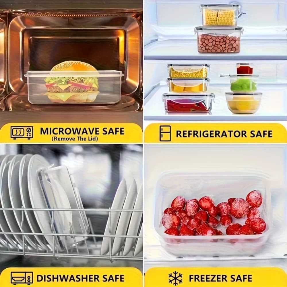 8-pack BPA-fria lufttäta matlådor med snäpplock – mikrovågs- och fryssäkra förvaringslådor i PP-plast