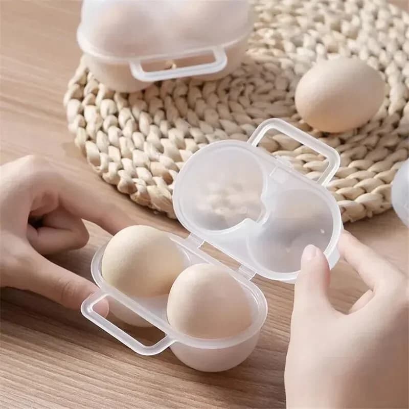 Portabel äggbox för 2 ägg – Stöttålig ägghållare i plast för utflykt