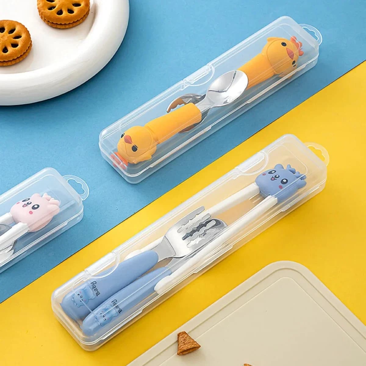 Bärbart genomskinligt bestickfodral med lock, dammtät förvaringsbox